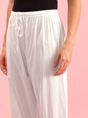 Hand embroidered white cotton lucknowi chikankari palazzo 5