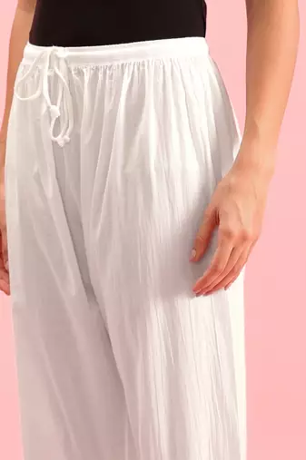 Hand embroidered white cotton lucknowi chikankari palazzo