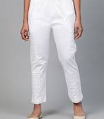 Hand embroidered white cotton lucknowi chikankari palazzo