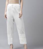 Hand embroidered white cotton lucknowi chikankari palazzo