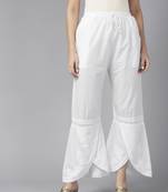 Hand embroidered white cotton lucknowi chikankari palazzo