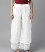 Hand embroidered white cotton lucknowi chikankari palazzo