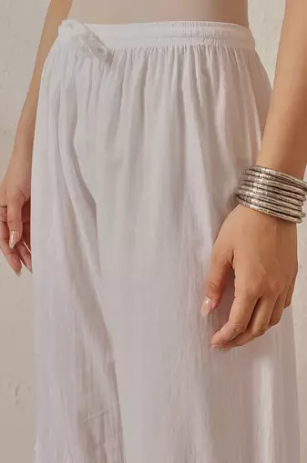 Hand embroidered white cotton lucknowi chikankari palazzo