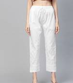 Hand embroidered white cotton lucknowi chikankari palazzo