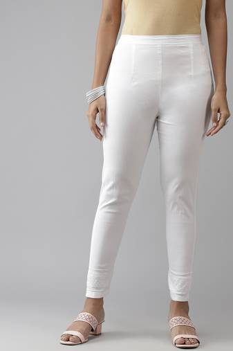 Hand embroidered white cotton lucknowi chikankari trouser
