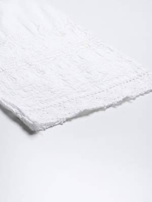 Hand embroidered white cotton lucknow chikan palazzo 6