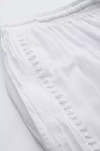 Hand embroidered white cotton lucknowi chikankari pant