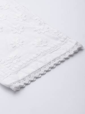 Hand embroidered white cotton lucknowi chikankari pant 7