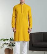 yellow rayon embroidered kurta pyjama
