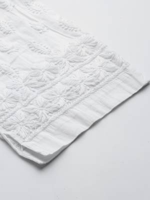 Hand embroidered white cotton lucknowi chikankari palazzo 7