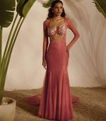 Pink plain net gown