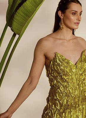 Green embroidered net gown 5