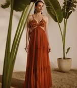 Orange plain organza gown