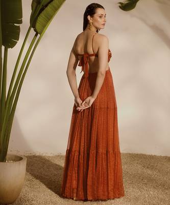 Orange plain organza gown 4