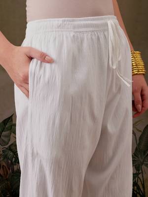 Hand embroidered white lycra lucknowi chikankari pant 6