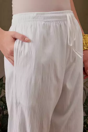 Hand embroidered white lycra lucknowi chikankari pant
