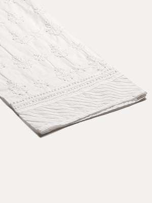 Hand embroidered white cotton lucknowi chikankari palazzo 7