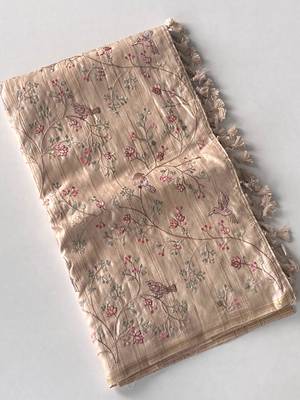 Beige loom tussar saree with all over designer embroidery 5
