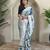sky organza saree with digital print and sequins embroidery