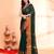 cotton blend dark green handloom saree with blouse piece