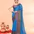 cotton blend sky blue handloom saree with blouse piece