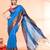 cotton blend sky blue handloom saree with blouse piece