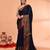 cotton blend navy blue handloom saree with blouse piece