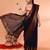 cotton blend navy blue handloom saree with blouse piece