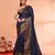 cotton blend blue handloom saree with blouse piece