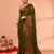 cotton blend moss green handloom saree with blouse piece