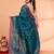 cotton blend teal handloom saree with blouse piece