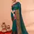 cotton blend teal handloom saree with blouse piece
