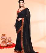 cotton handloom black sequin saree with blouse piece