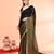 black cotton handloom saree with gold zari stripes