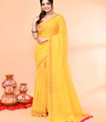 cotton handloom yellow sequin saree with blouse piece