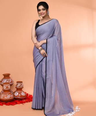 Grey mulmul cotton saree with tassels 1