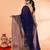 blue cotton handloom saree with gold zari stripes