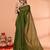 cotton handloom moss green sequin saree with blouse piece