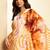 Orange digital printed stripe saree with blouse