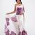 Purple crepe digital printed saree with blouse