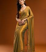 Light green plain solid saree with blouse