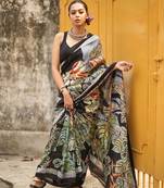 Multi color plain linen digital print with blouse