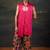 Pink plain silk kurta with Printed pajama