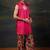 Pink plain silk kurta with Printed pajama