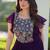 Purple georgette beads and sequins embroidered ruffle flared gown