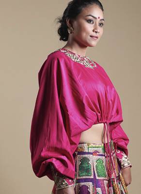 multicolor printed silk Lehenga With Blouse 2