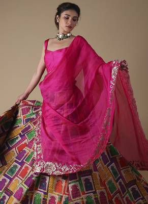 multicolor printed silk Lehenga 2