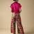 Pink plain silk shirt with printed pant