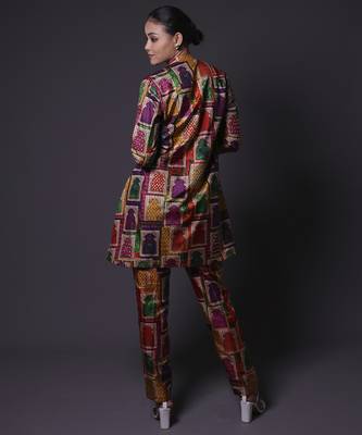 Multicolor plain silk kurta with pant 2