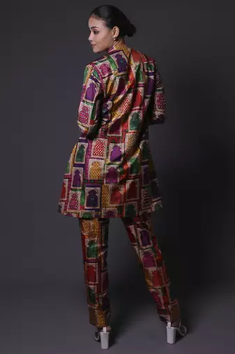 Multicolor plain silk kurta with pant